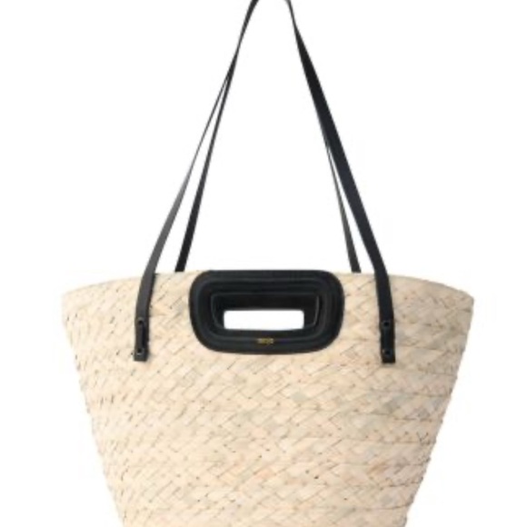MajeIbiza Collection Leather Trim Raffia Basket Bag